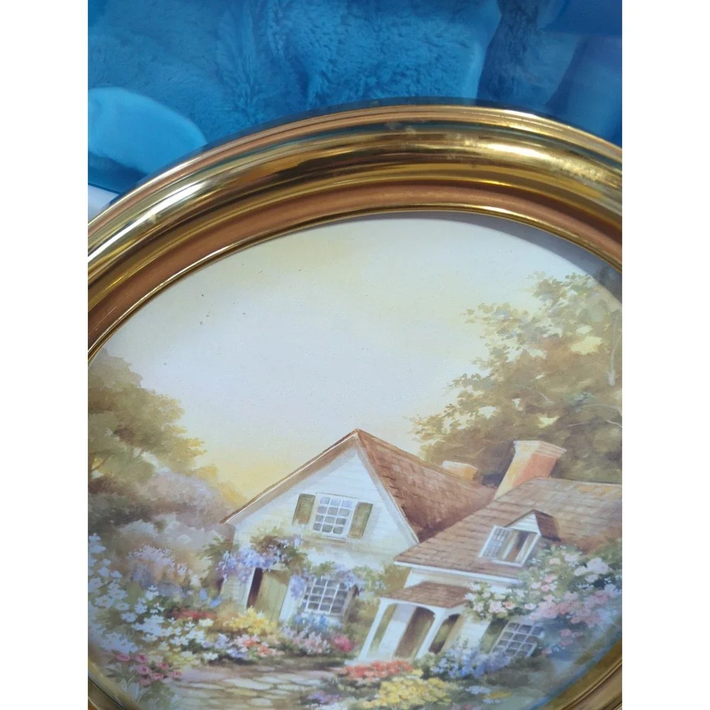Vintage 90's Homco English Cottage Framed Print Cottagecore Floral